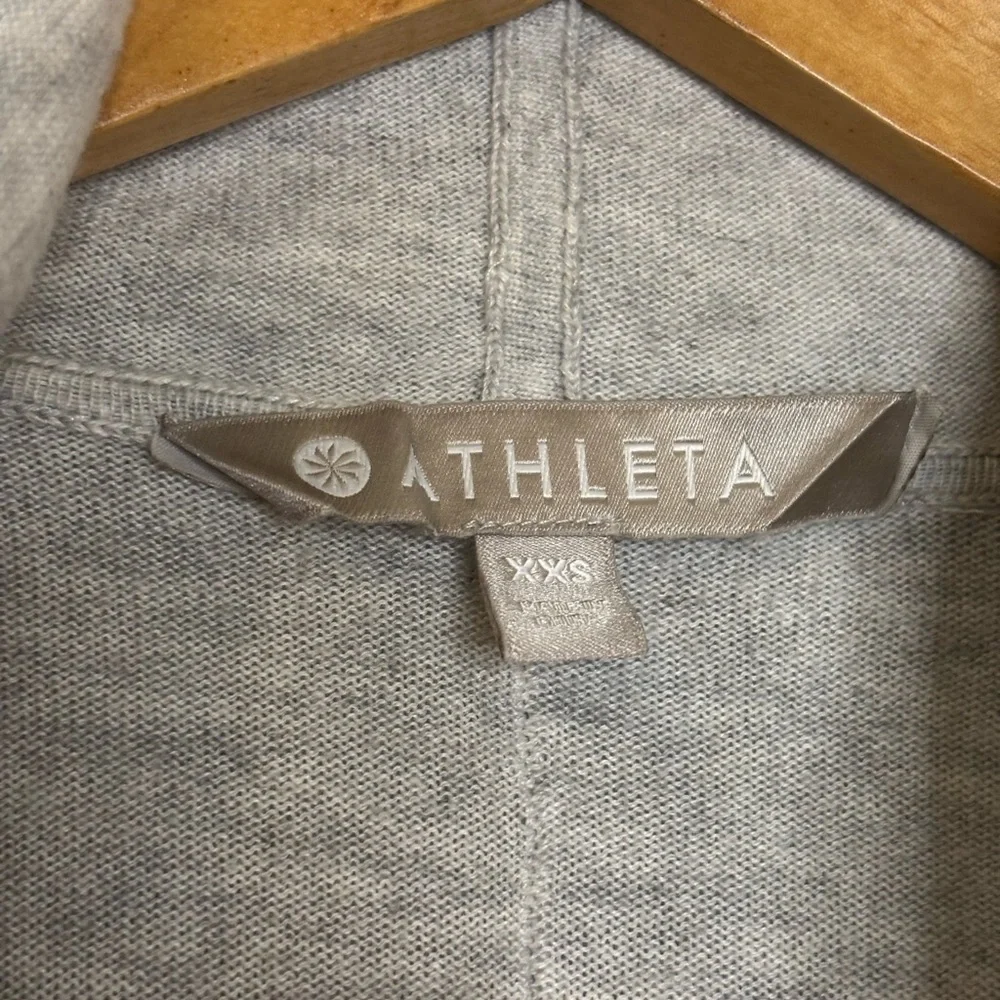 Athleta Light Gray Knit Silk Blend Hooded Longline Cardigan
